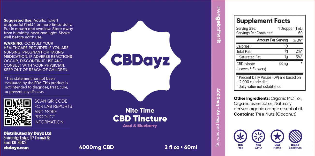 CBDayz -Tincture 4000mg -Night Time